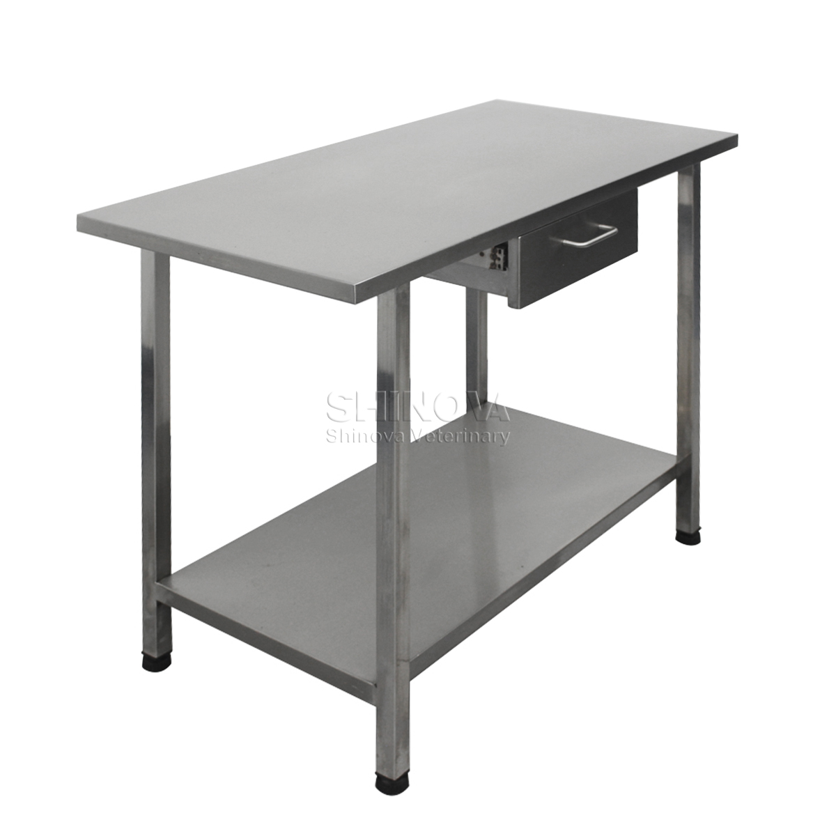 Tisch aus rostfreiem Stahl mit Schublade